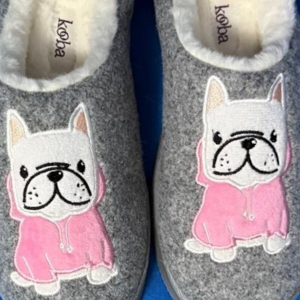 NWT & GREAT GIFT KOOBA FRENCHIE FRENCH BULLDOG SLIPPERS M / MEDIUM 6 1/2 - 7 1/2 - Picture 12 of 13